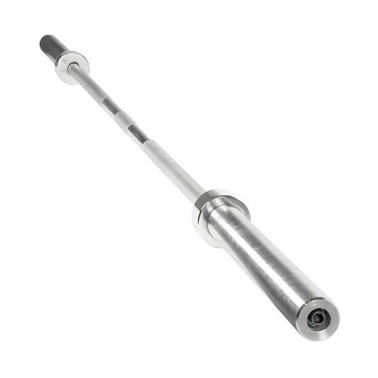 Silver metal barbell on a white background