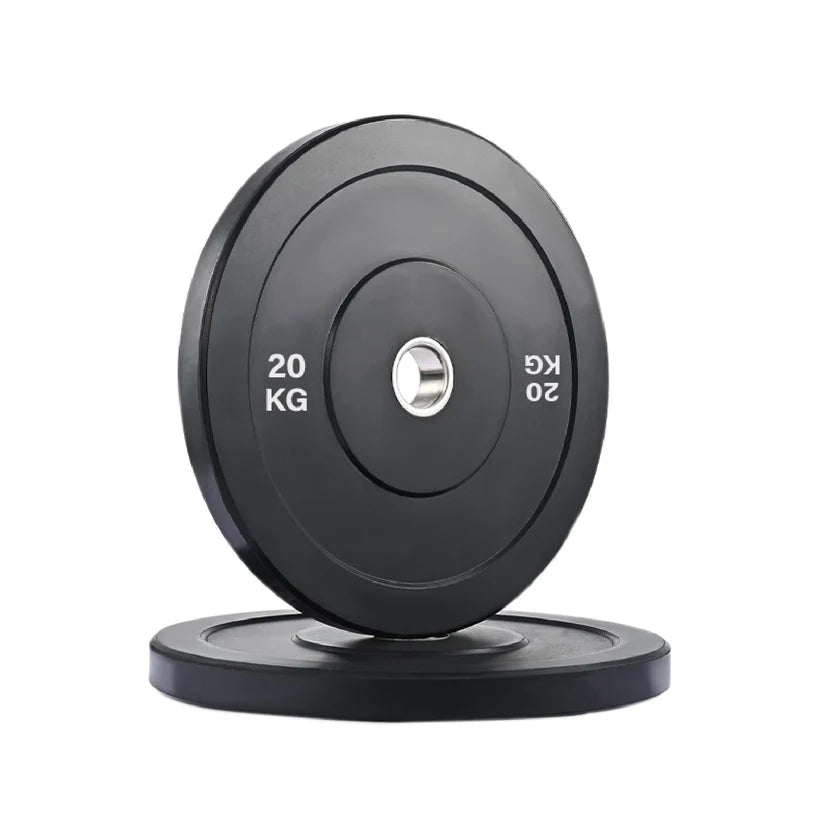 Pair of black weight plates with '20 KG' marking on a white background