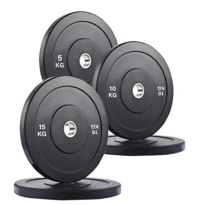 Crumb Rubber Olympic Bumper Plates – Colour Coded, 2” Steel Insert, 5kg–25kg, Shock-Absorbing Barbell Weights for Powerlifting, Strength Training, Home Gym