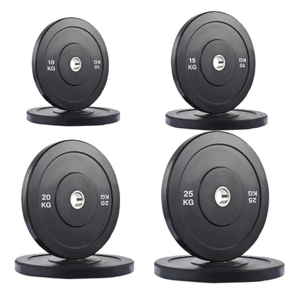 Crumb Rubber Olympic Bumper Plates – Colour Coded, 2” Steel Insert, 5kg–25kg, Shock-Absorbing Barbell Weights for Powerlifting, Strength Training, Home Gym
