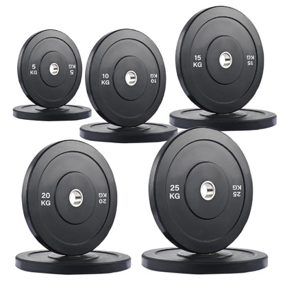Crumb Rubber Olympic Bumper Plates – Colour Coded, 2” Steel Insert, 5kg–25kg, Shock-Absorbing Barbell Weights for Powerlifting, Strength Training, Home Gym