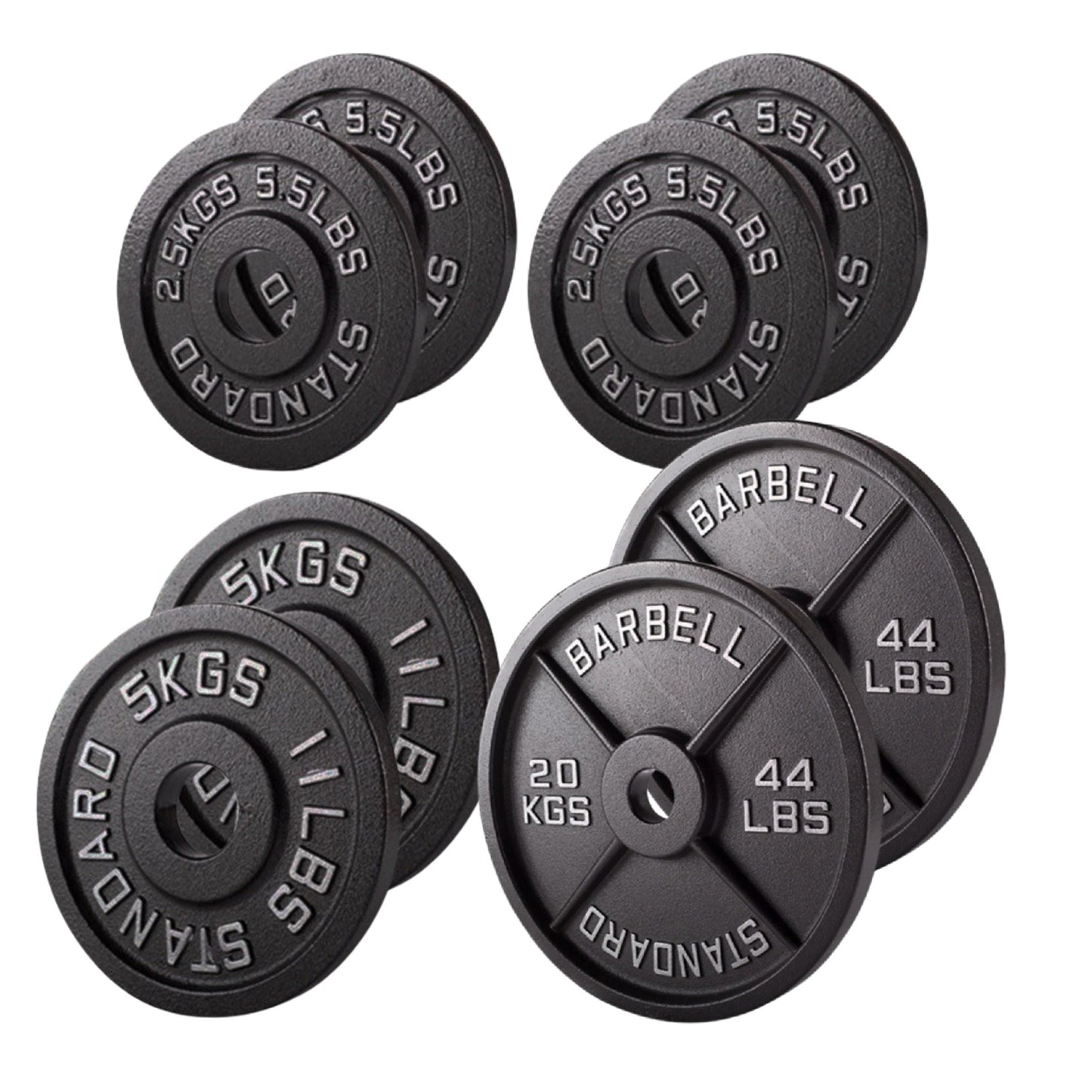 Olympic 2" Cast Iron Weight Plates – Black, 1.25kg to 25kg, Heavy Duty Barbell Discs for Strength Training, Weightlifting, Deadlifts, Home Gym & CrossFit