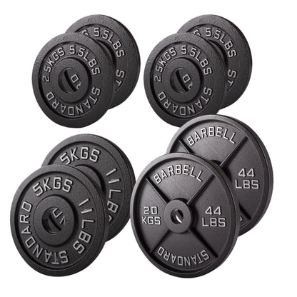 Olympic 2" Cast Iron Weight Plates – Black, 1.25kg to 25kg, Heavy Duty Barbell Discs for Strength Training, Weightlifting, Deadlifts, Home Gym & CrossFit