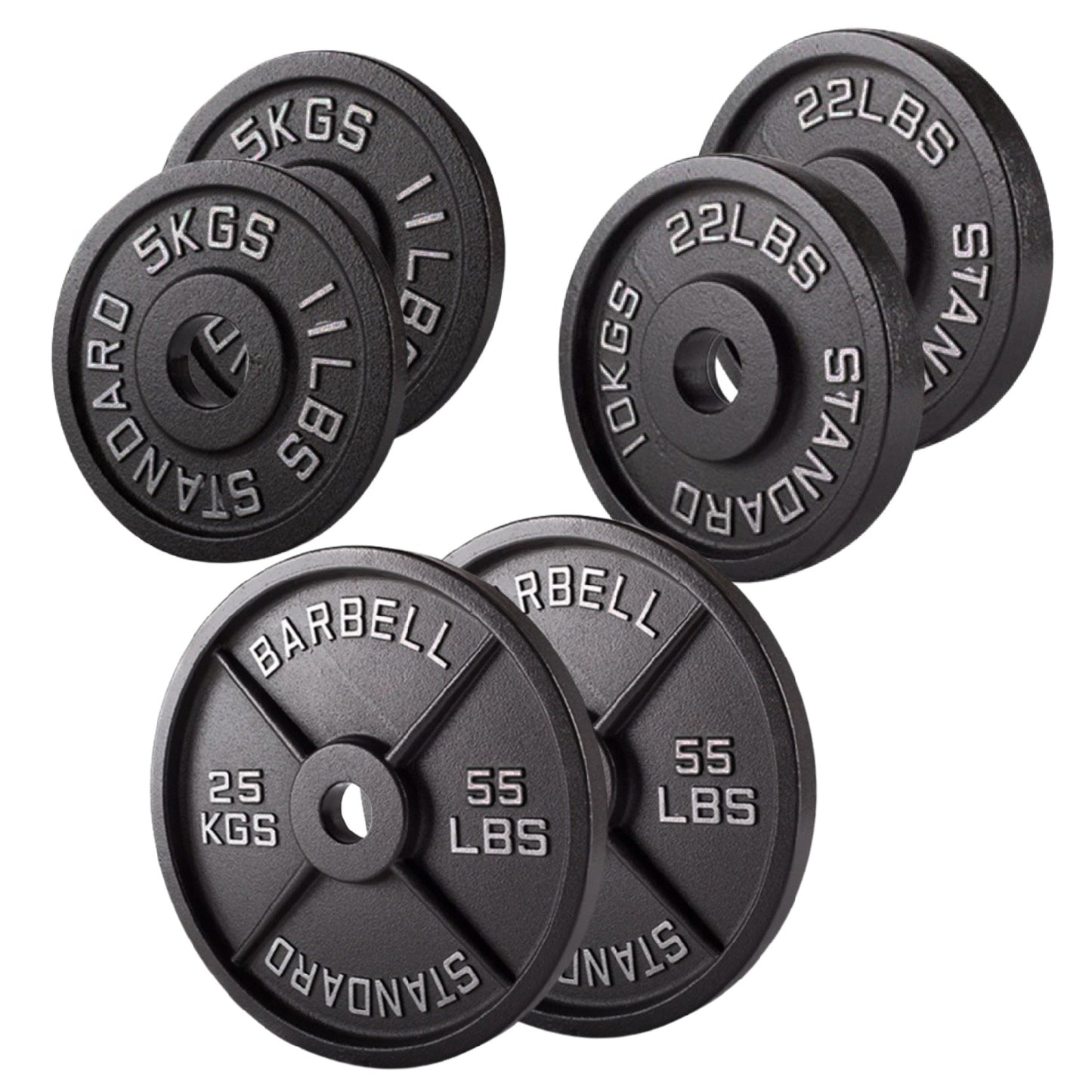 Olympic 2" Cast Iron Weight Plates – Black, 1.25kg to 25kg, Heavy Duty Barbell Discs for Strength Training, Weightlifting, Deadlifts, Home Gym & CrossFit