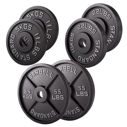 Olympic 2" Cast Iron Weight Plates – Black, 1.25kg to 25kg, Heavy Duty Barbell Discs for Strength Training, Weightlifting, Deadlifts, Home Gym & CrossFit