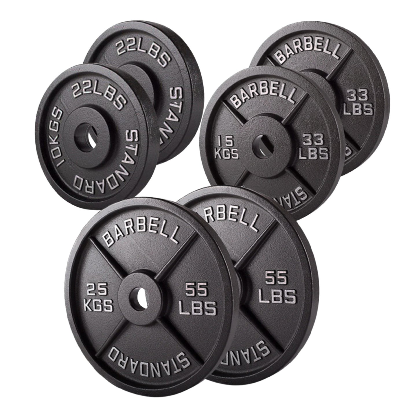 Olympic 2" Cast Iron Weight Plates – Black, 1.25kg to 25kg, Heavy Duty Barbell Discs for Strength Training, Weightlifting, Deadlifts, Home Gym & CrossFit
