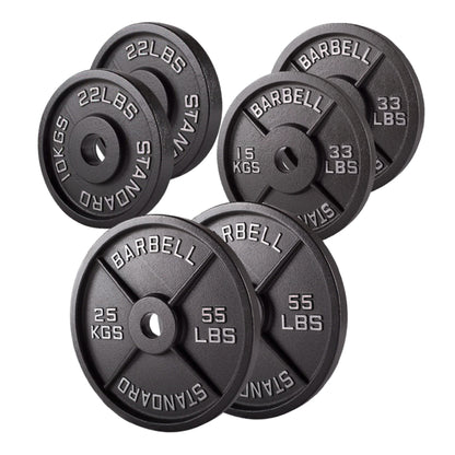 Olympic 2" Cast Iron Weight Plates – Black, 1.25kg to 25kg, Heavy Duty Barbell Discs for Strength Training, Weightlifting, Deadlifts, Home Gym & CrossFit
