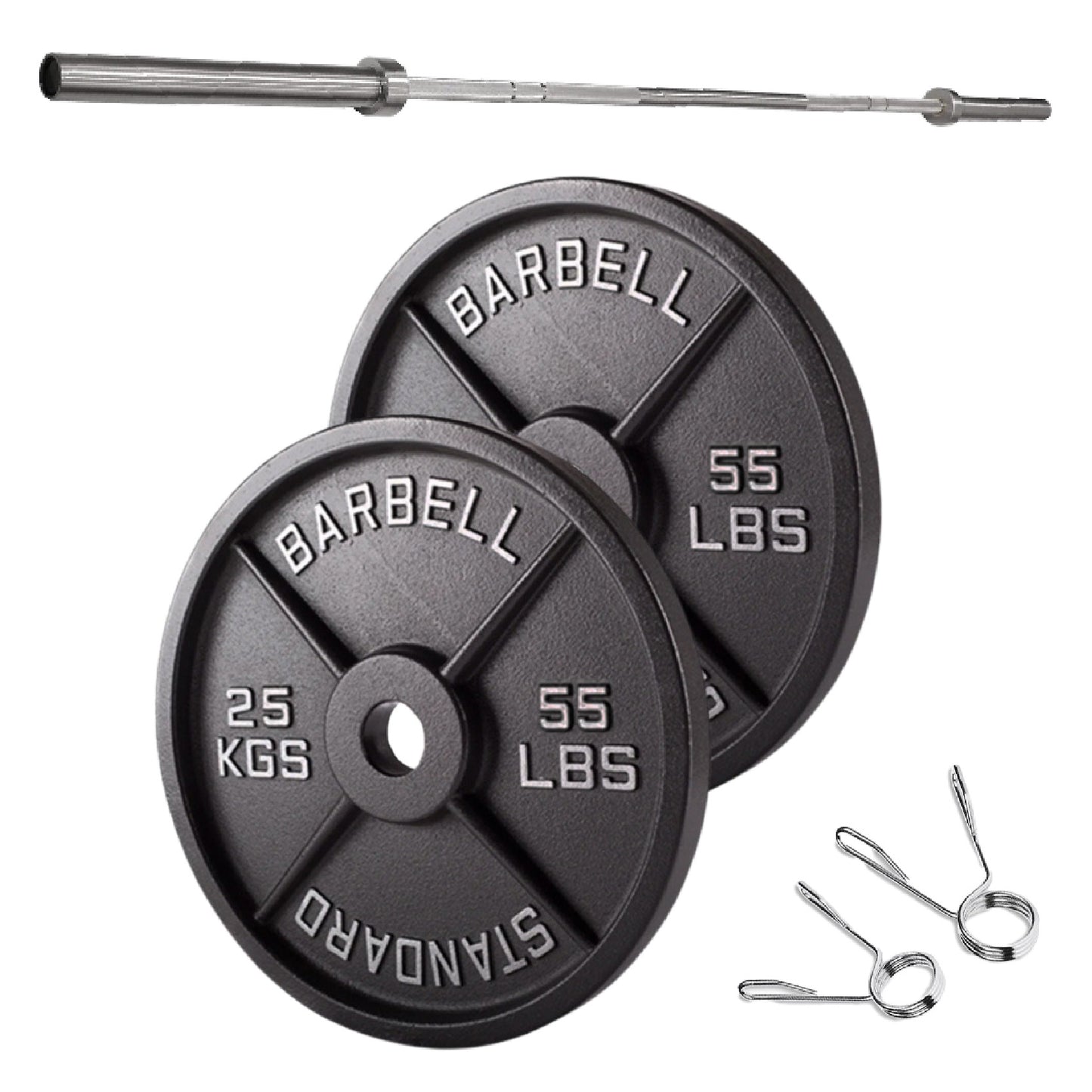 Olympic 2" Cast Iron Weight Plates – Black, 1.25kg to 25kg, Heavy Duty Barbell Discs for Strength Training, Weightlifting, Deadlifts, Home Gym & CrossFit