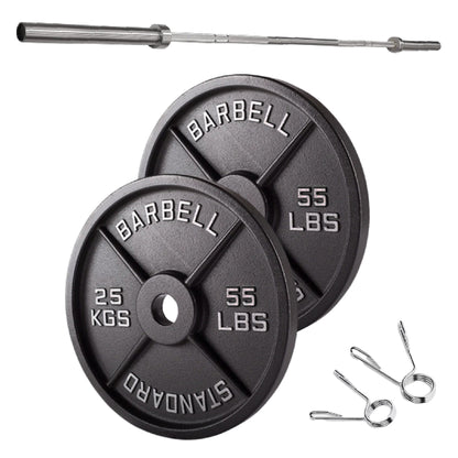 Olympic 2" Cast Iron Weight Plates – Black, 1.25kg to 25kg, Heavy Duty Barbell Discs for Strength Training, Weightlifting, Deadlifts, Home Gym & CrossFit