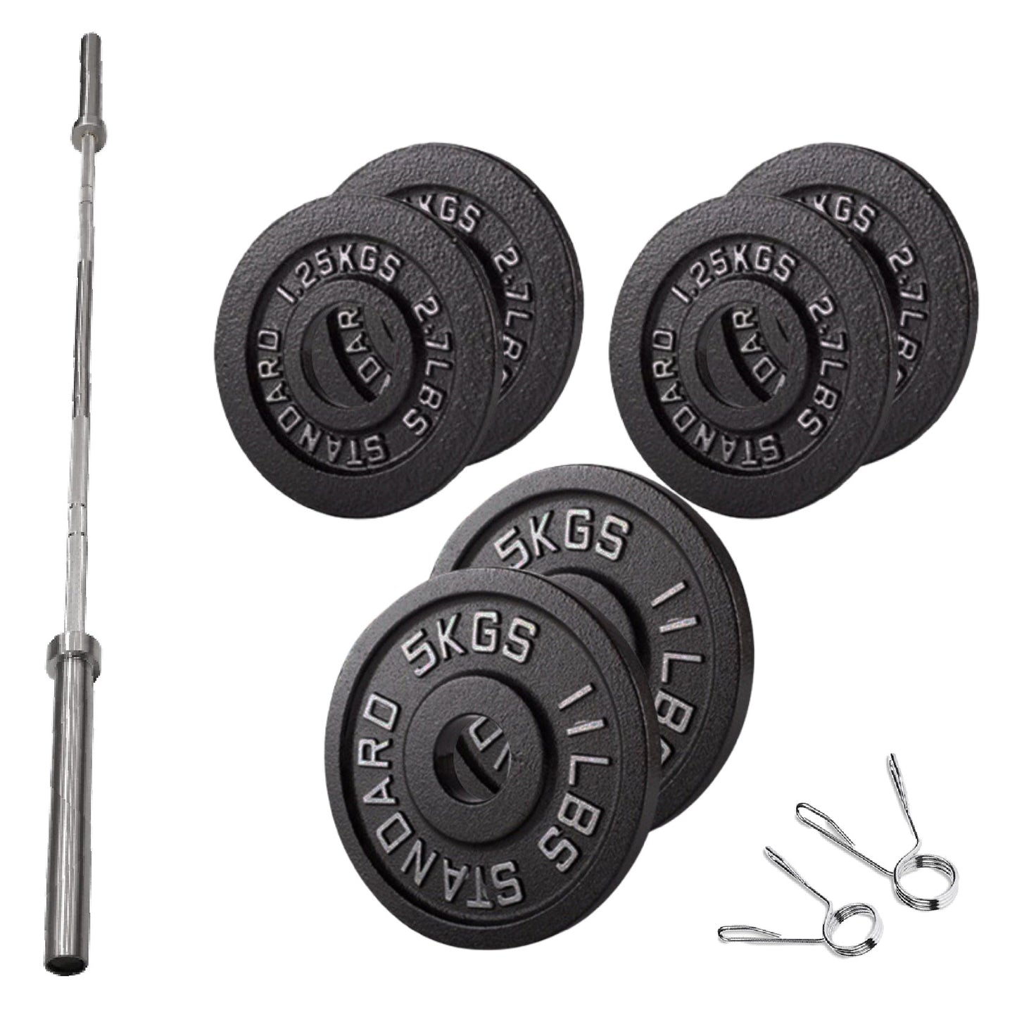 Olympic 2" Cast Iron Weight Plates – Black, 1.25kg to 25kg, Heavy Duty Barbell Discs for Strength Training, Weightlifting, Deadlifts, Home Gym & CrossFit