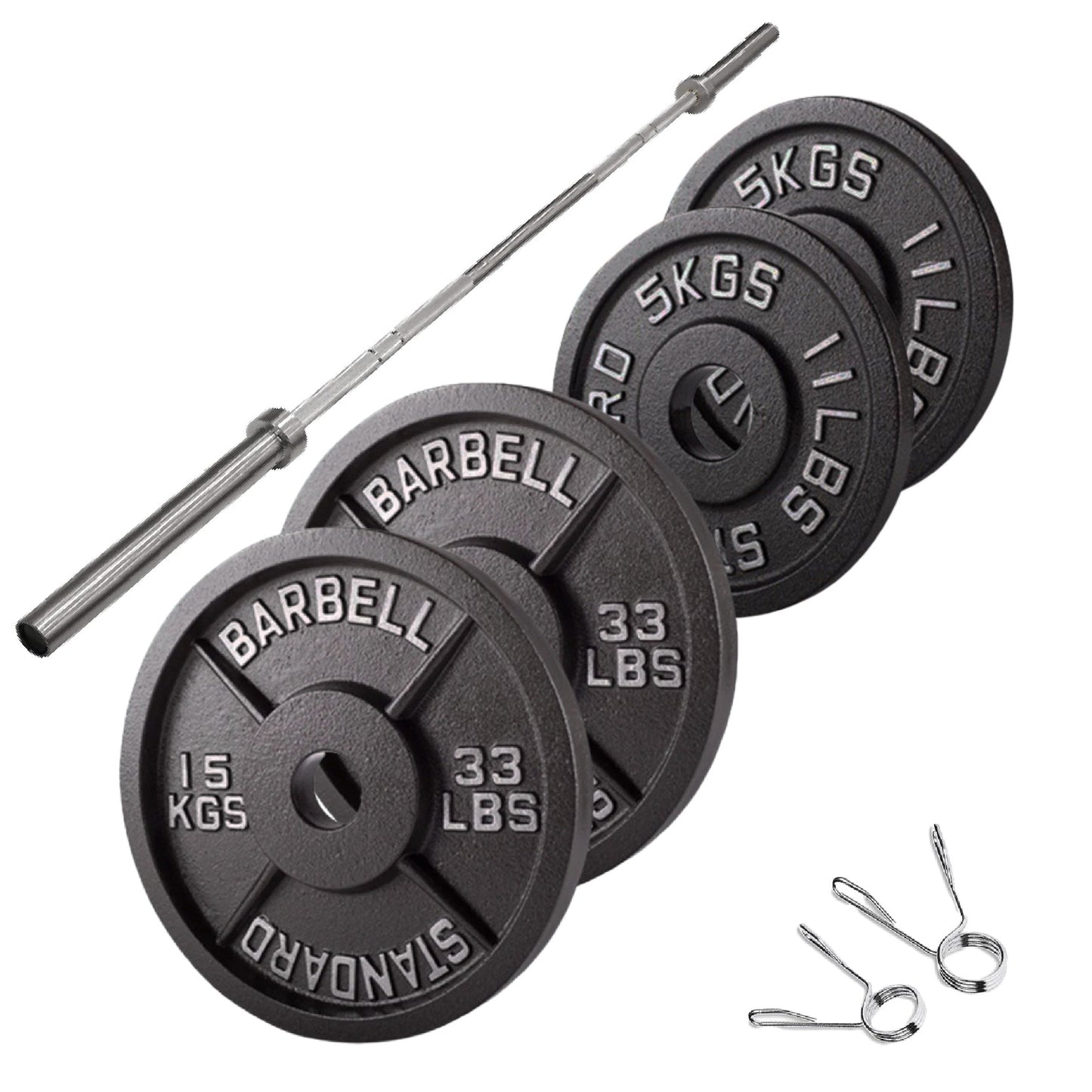 Olympic 2" Cast Iron Weight Plates – Black, 1.25kg to 25kg, Heavy Duty Barbell Discs for Strength Training, Weightlifting, Deadlifts, Home Gym & CrossFit