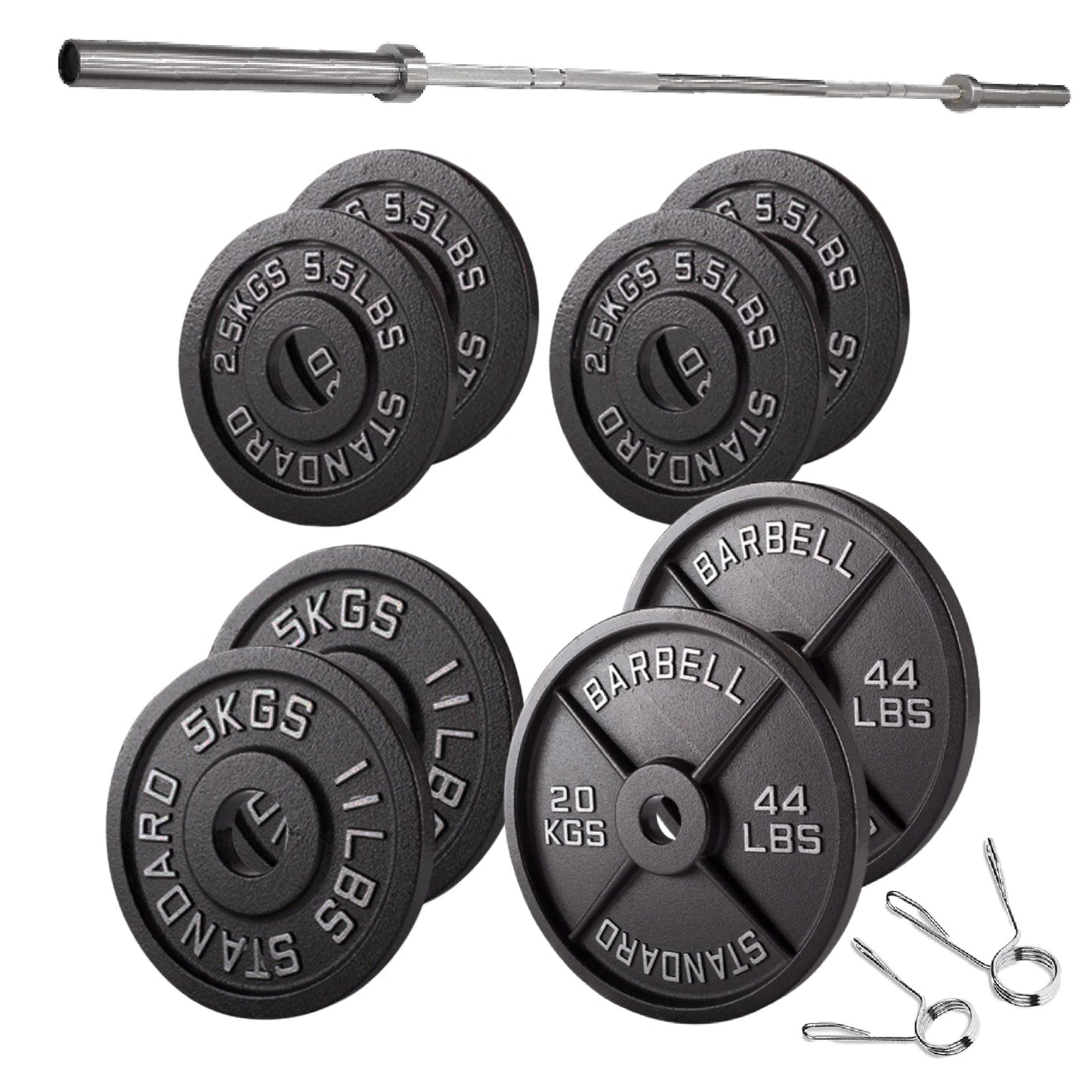 Olympic 2" Cast Iron Weight Plates – Black, 1.25kg to 25kg, Heavy Duty Barbell Discs for Strength Training, Weightlifting, Deadlifts, Home Gym & CrossFit