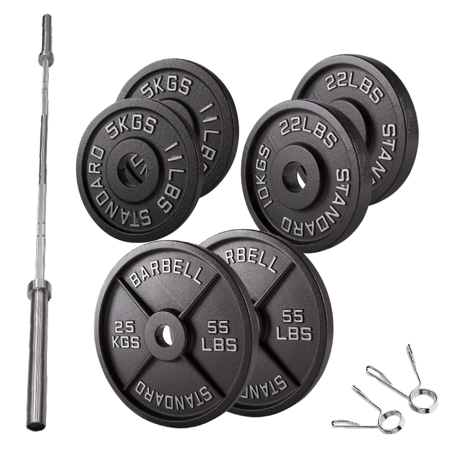Olympic 2" Cast Iron Weight Plates – Black, 1.25kg to 25kg, Heavy Duty Barbell Discs for Strength Training, Weightlifting, Deadlifts, Home Gym & CrossFit