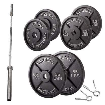 Olympic 2" Cast Iron Weight Plates – Black, 1.25kg to 25kg, Heavy Duty Barbell Discs for Strength Training, Weightlifting, Deadlifts, Home Gym & CrossFit