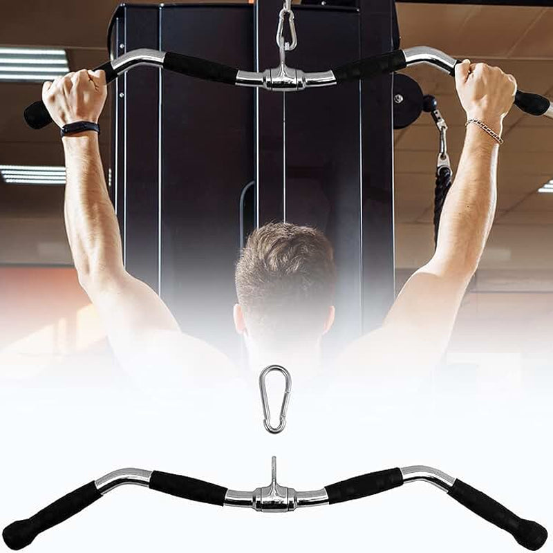 Cable Machine Attachments with Stirrup Handle, V-Bar, Lat Bar, Straight Bar, D-Row Bar, Curl Bar, Tricep Rope, Carabiner Clips & D-Handle for Home Gym Strength