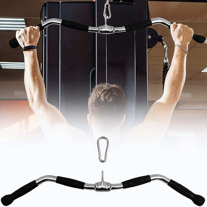 Cable Machine Attachments with Stirrup Handle, V-Bar, Lat Bar, Straight Bar, D-Row Bar, Curl Bar, Tricep Rope, Carabiner Clips & D-Handle for Home Gym Strength