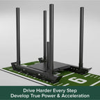 Black router with antennas on a sports field background