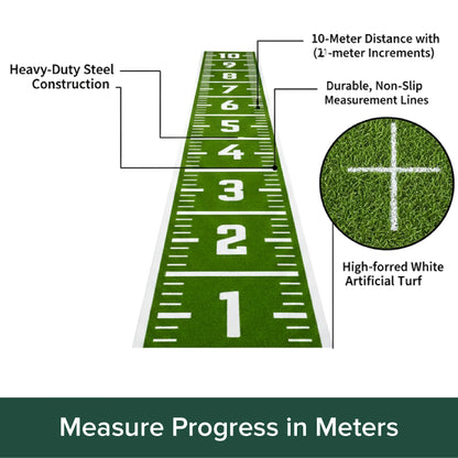 Push-pull sled dimensions shown on a measuring tape graphic