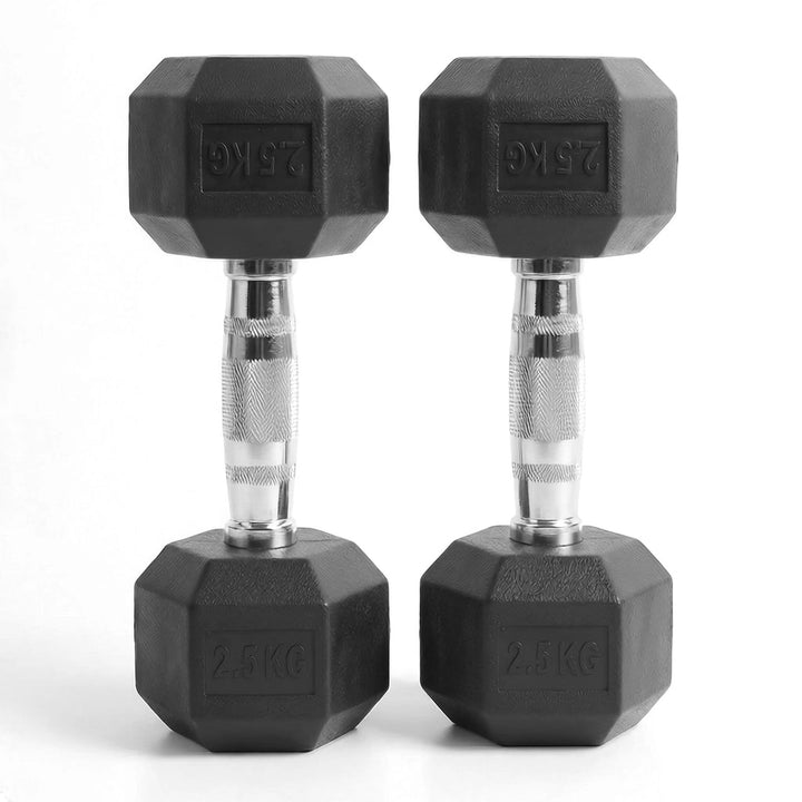 Rubber Hex Dumbbell Pairs 1 kg to 60 kg