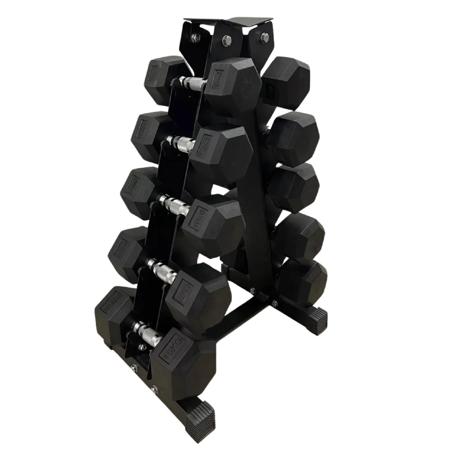 5 tier hex dumbbell tree rack holds 5 pairs for home gym storage