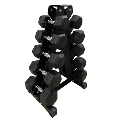 5 tier hex dumbbell tree rack holds 5 pairs for home gym storage