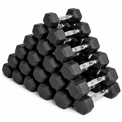 18-pair hex dumbbell set, 2.5 kg to 60 kg, rubber hex dumbbells