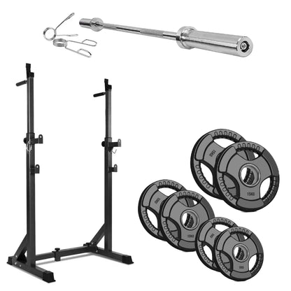 Adjustable Half Squat Rack with Dip Station – Heavy-Duty Steel, 200kg Capacity, Height 121–158cm – Multi-Function Home Gym Stand