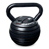 Black adjustable kettlebell on a white background