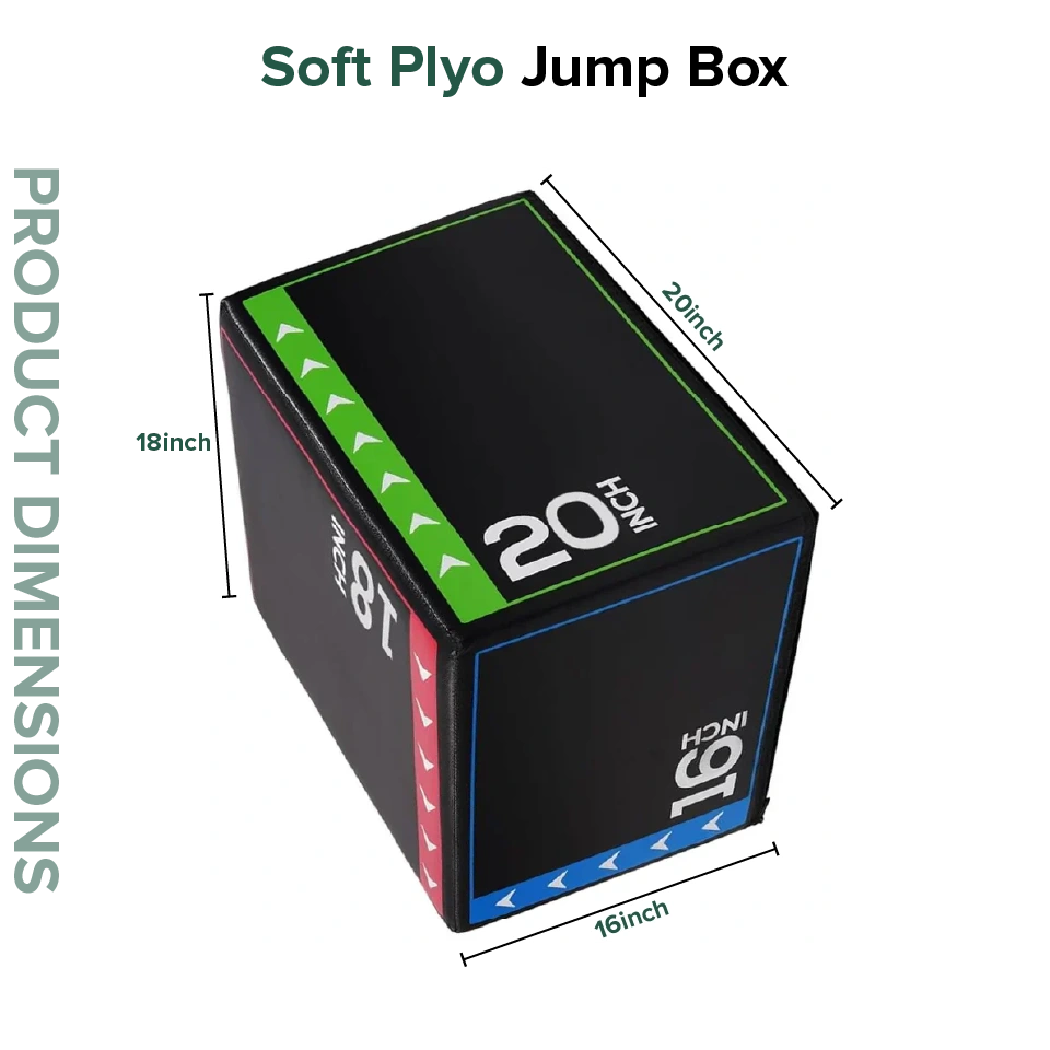 Soft plyo jump box with dimensions labeled on a white background