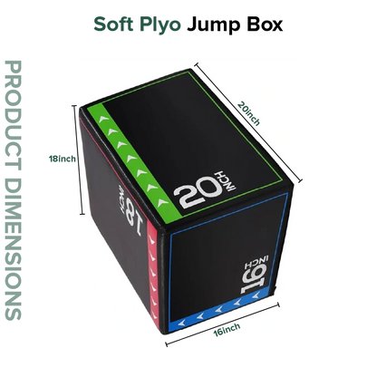 Soft plyo jump box with dimensions labeled on a white background