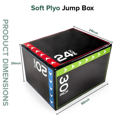 24 Hour Fitness soft plyo jump box with dimensions on a white background