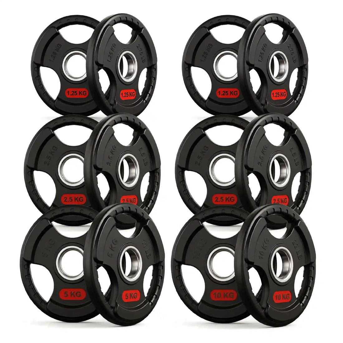 Tri-Grip Olympic Weight Plates 1.25 kg to 25 kg Pairs, Sets to 150 kg