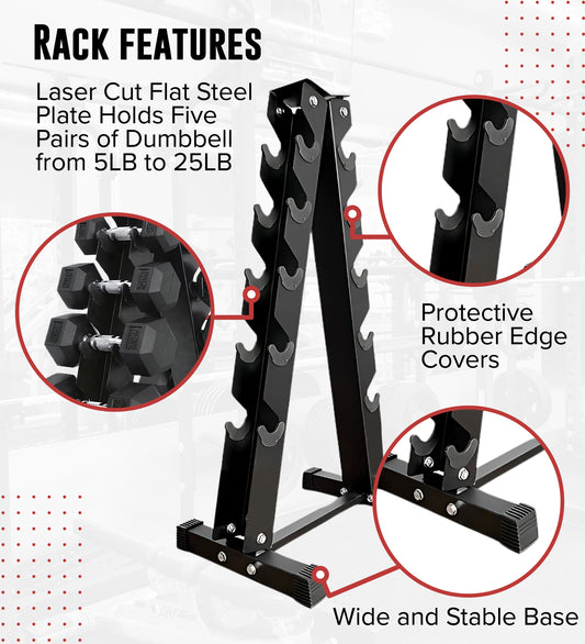Heavy-Duty Dumbbell Rack – 3 to 6 Pair Steel Storage Stand for Home Gym & Commercial Use – Space-Saving Design