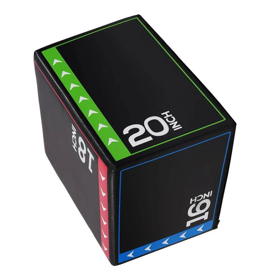 Stack of black boxes with measurement labels on a white background