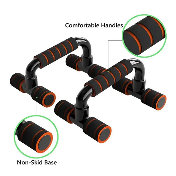 Push-up stand with comfortable handles and non-skid base on a white background