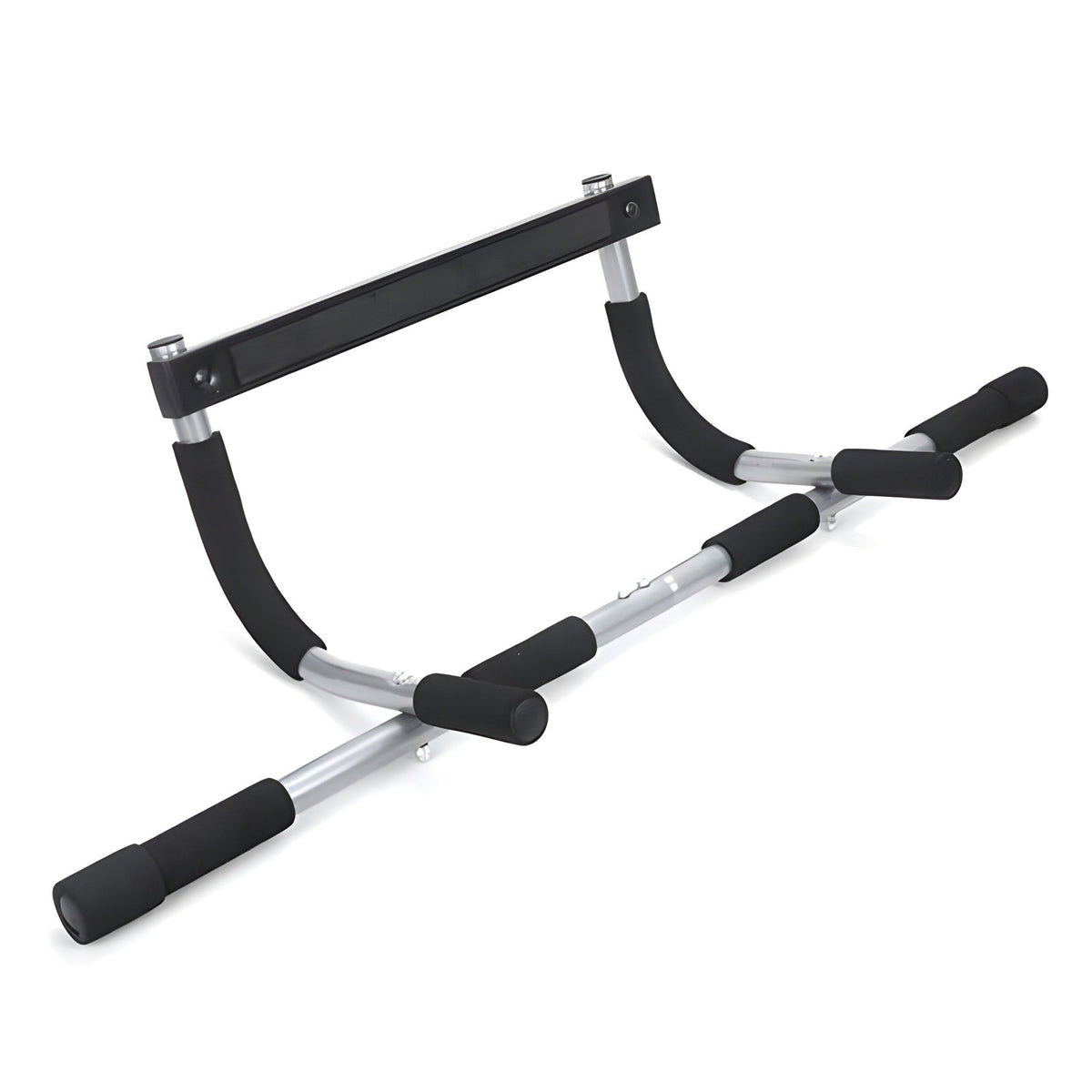 Gymnastic ring with black handles on a white background