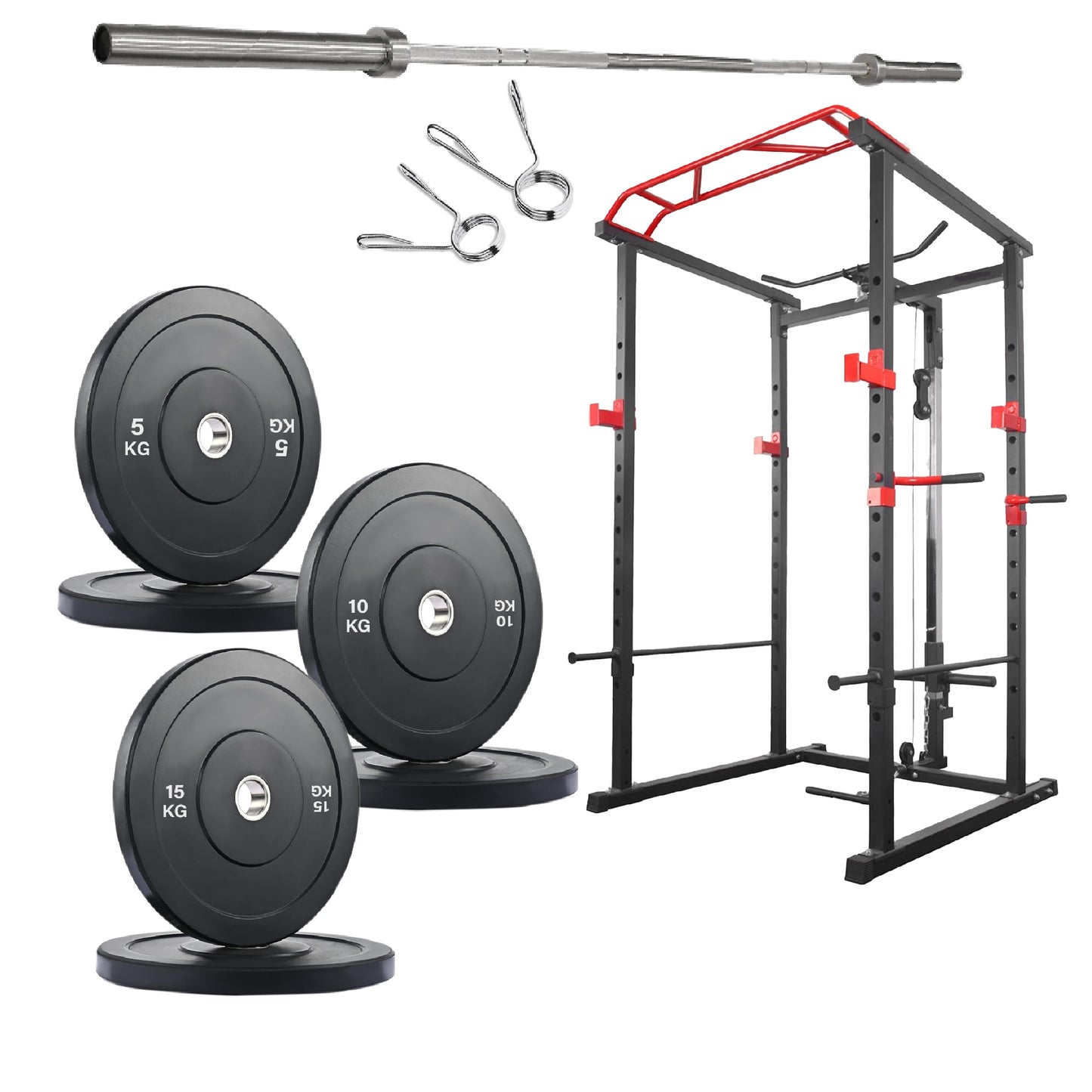 Professional Power Cage with Pulley System – Adjustable Rack with Lat Pulldown, Spotters & Multi-Grip Pull-Up Bar for Home Gym"