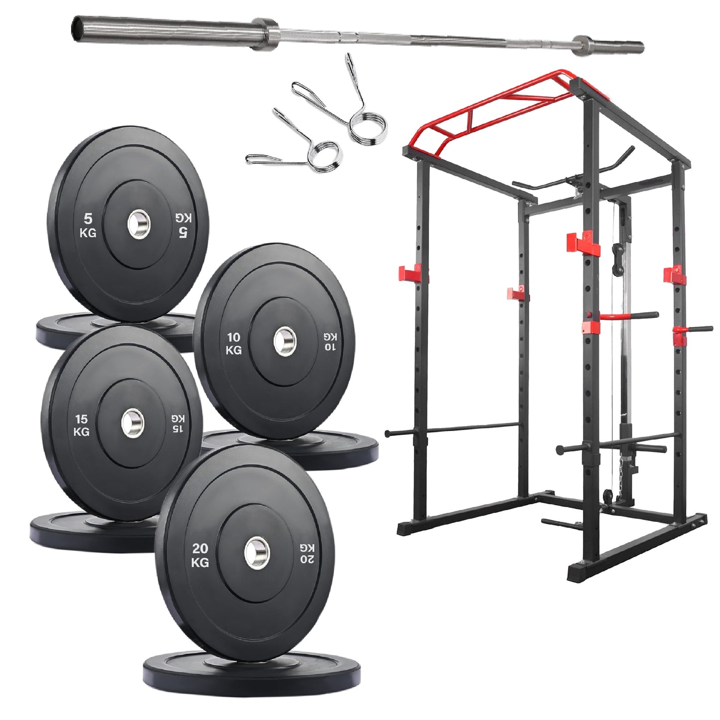 Professional Power Cage with Pulley System – Adjustable Rack with Lat Pulldown, Spotters & Multi-Grip Pull-Up Bar for Home Gym"