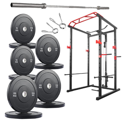 Professional Power Cage with Pulley System – Adjustable Rack with Lat Pulldown, Spotters & Multi-Grip Pull-Up Bar for Home Gym"