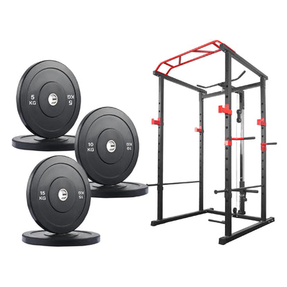 Professional Power Cage with Pulley System – Adjustable Rack with Lat Pulldown, Spotters & Multi-Grip Pull-Up Bar for Home Gym"