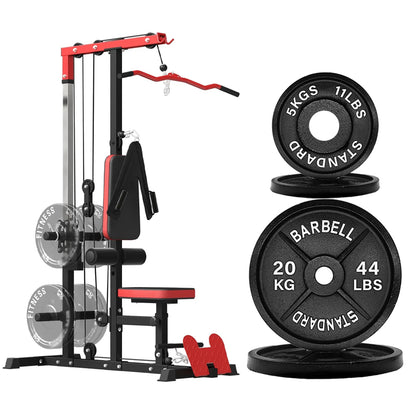 LAT Pulldown Machine – High & Low Pulley Cable Station with Adjustable Seat, Compact Home Gym Back & Shoulder Workout Equipment