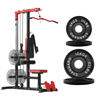 LAT Pulldown Machine – High & Low Pulley Cable Station with Adjustable Seat, Compact Home Gym Back & Shoulder Workout Equipment