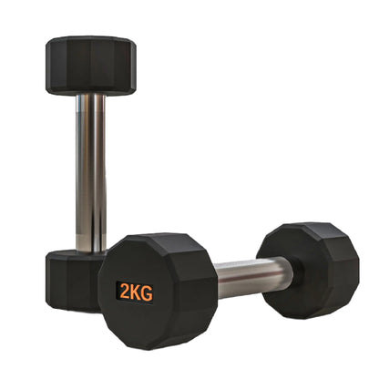 Premium Round Hex Dumbbells - Anti-Roll Design with Knurled Grip and Rubber-Coated Heads - Available as Singles, Pairs, and Complete Sets With Optional Rack - Professional Strength Training Equipment
