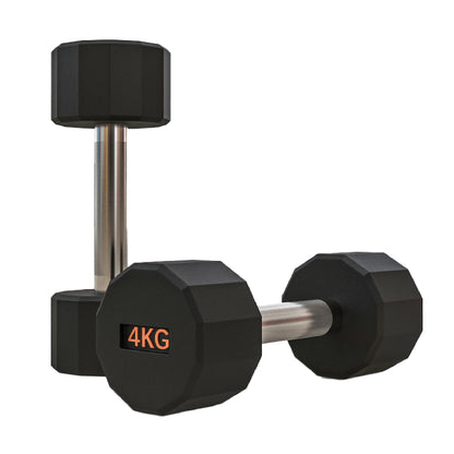 Premium Round Hex Dumbbells - Anti-Roll Design with Knurled Grip and Rubber-Coated Heads - Available as Singles, Pairs, and Complete Sets With Optional Rack - Professional Strength Training Equipment