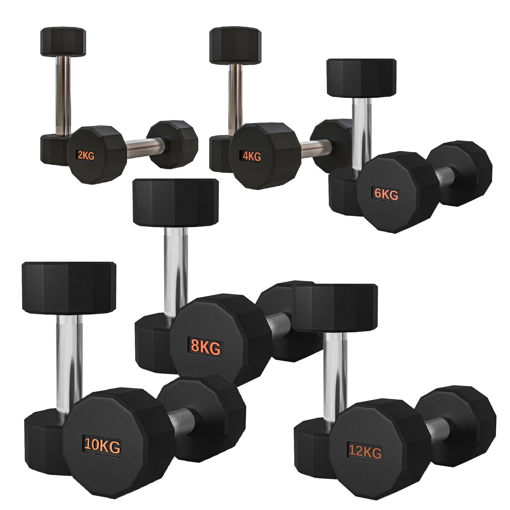 Round Hex Dumbbells Pair with Racks