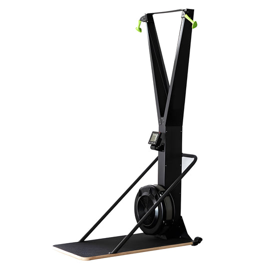 Black exercise bike trainer on a white background