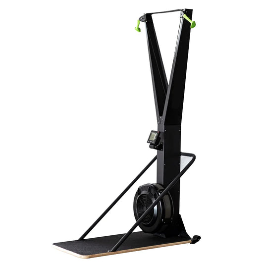 Black exercise bike trainer on a white background