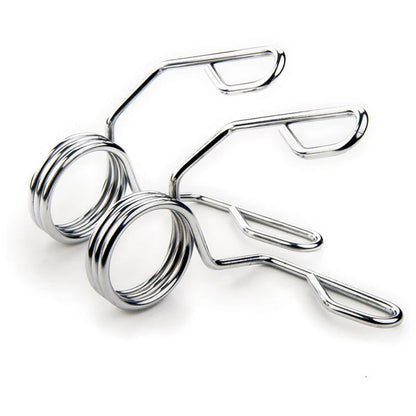 Set of Olympic 2 inch spring collars on a white background