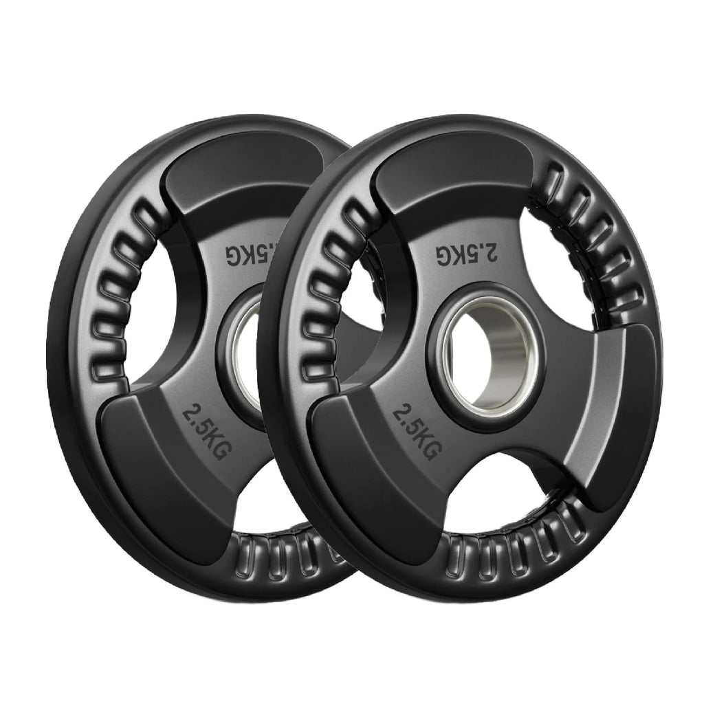 Two 2.5 kg weight plates on a white background