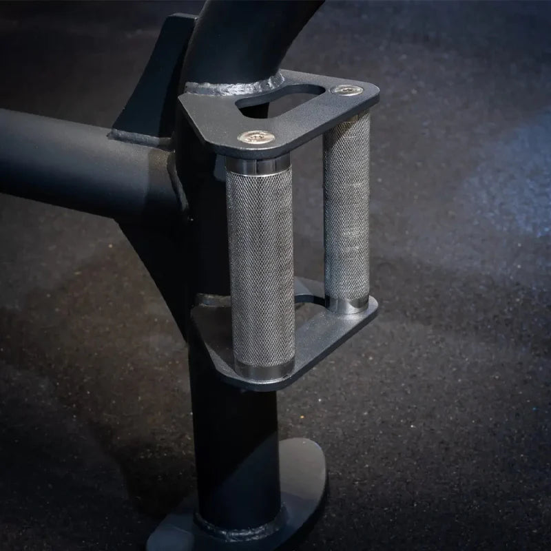 Close-up of a metal grip on a dark background